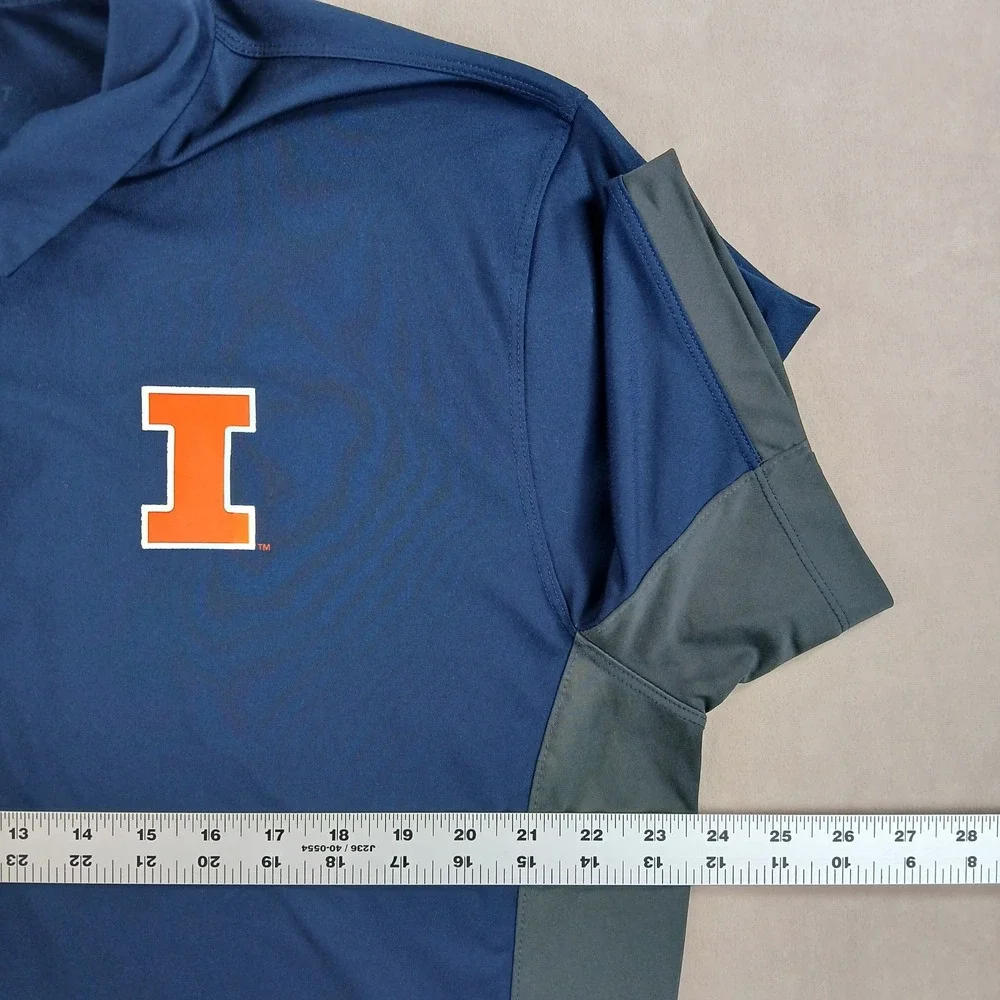 Nike XL Illinois Fighting Illini Mens Polo Shirt 23x30 DriFit Stretch Has Defect
